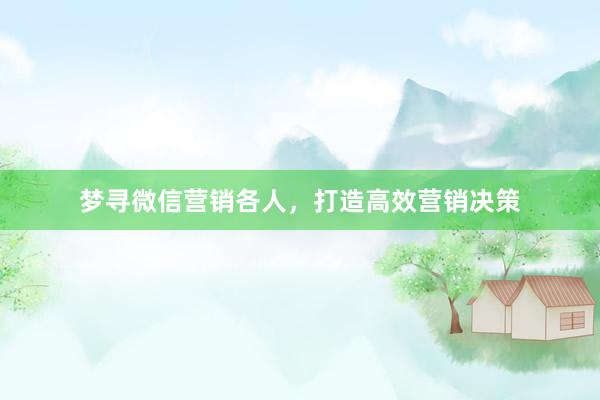 梦寻微信营销各人，打造高效营销决策